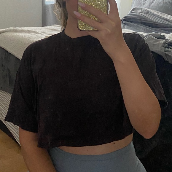 H&M CROPPED BOXY TOP (BROWN) - Picture 4 of 5